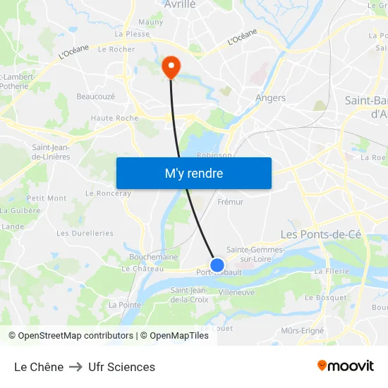Le Chêne to Ufr Sciences map