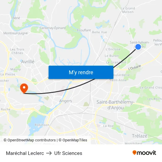 Maréchal Leclerc to Ufr Sciences map