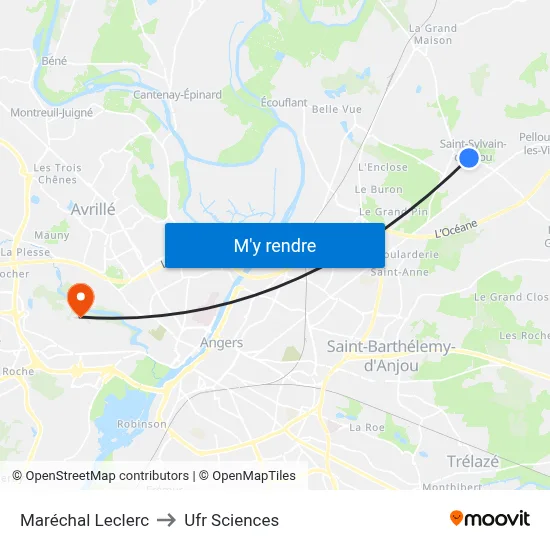 Maréchal Leclerc to Ufr Sciences map