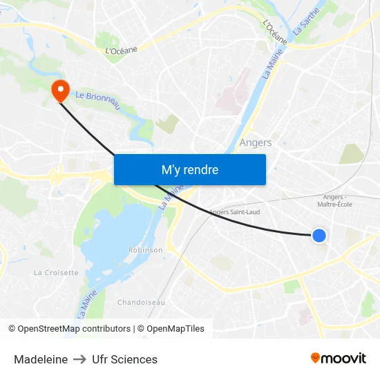 Madeleine to Ufr Sciences map