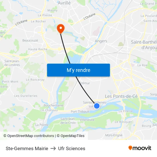 Ste-Gemmes Mairie to Ufr Sciences map