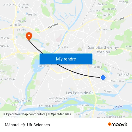 Ménard to Ufr Sciences map