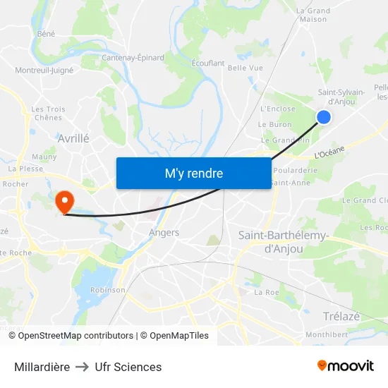 Millardière to Ufr Sciences map