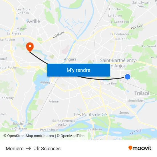 Morlière to Ufr Sciences map