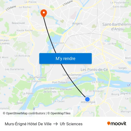 Murs-Érigné Hôtel De Ville to Ufr Sciences map