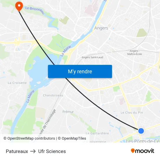 Patureaux to Ufr Sciences map
