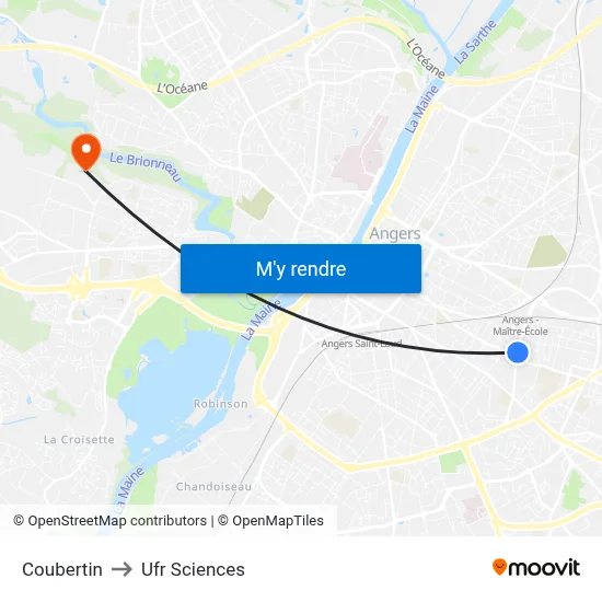 Coubertin to Ufr Sciences map
