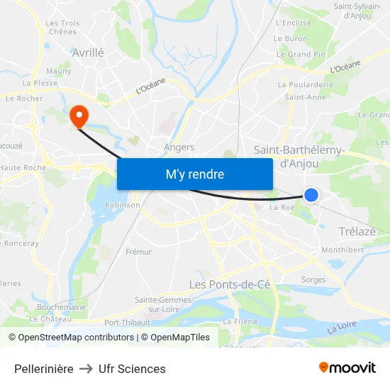 Pellerinière to Ufr Sciences map