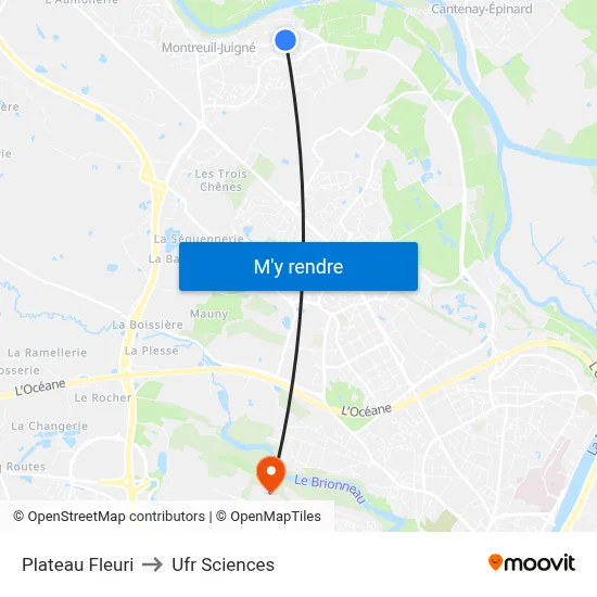 Plateau Fleuri to Ufr Sciences map