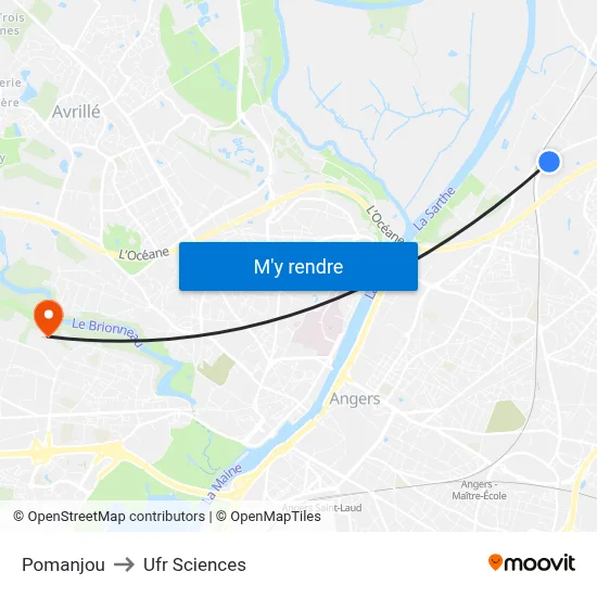 Pomanjou to Ufr Sciences map