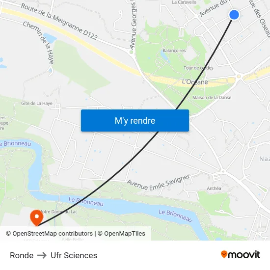 Ronde to Ufr Sciences map