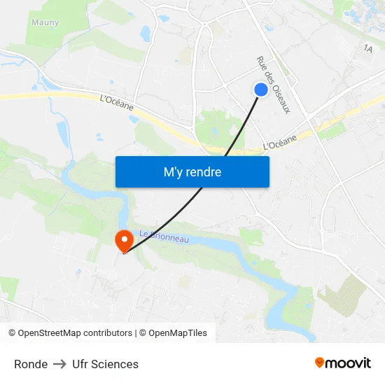 Ronde to Ufr Sciences map
