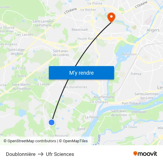Doublonnière to Ufr Sciences map