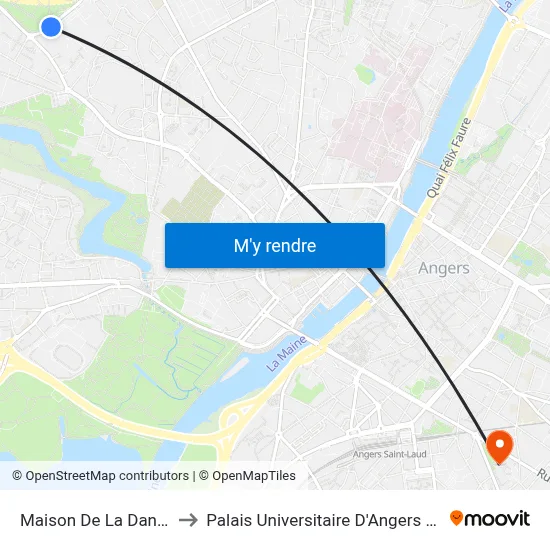 Maison De La Danse to Palais Universitaire D'Angers (B) map