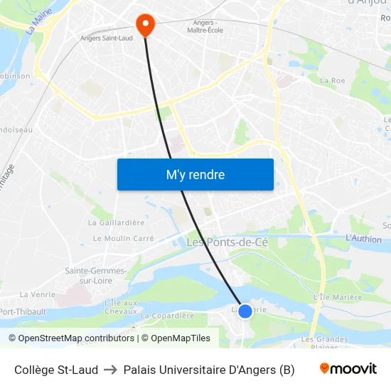 Collège St-Laud to Palais Universitaire D'Angers (B) map
