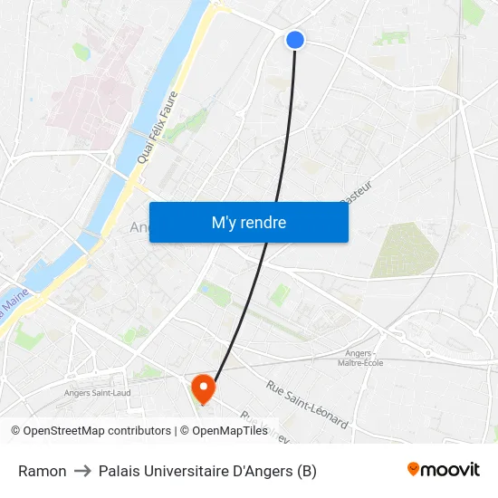Ramon to Palais Universitaire D'Angers (B) map