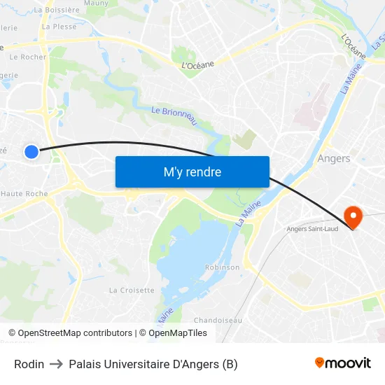 Rodin to Palais Universitaire D'Angers (B) map