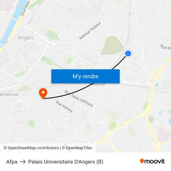 Afpa to Palais Universitaire D'Angers (B) map