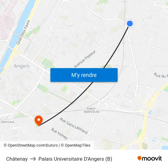Châtenay to Palais Universitaire D'Angers (B) map