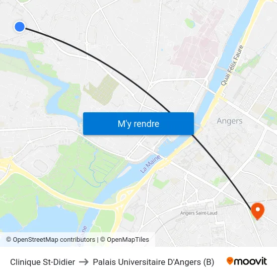 Clinique St-Didier to Palais Universitaire D'Angers (B) map
