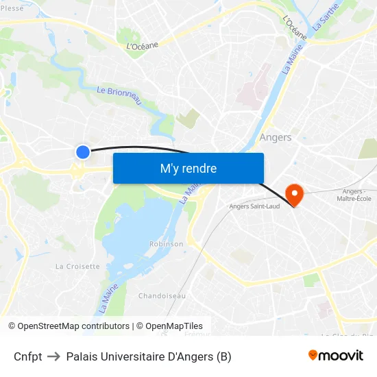 Cnfpt to Palais Universitaire D'Angers (B) map