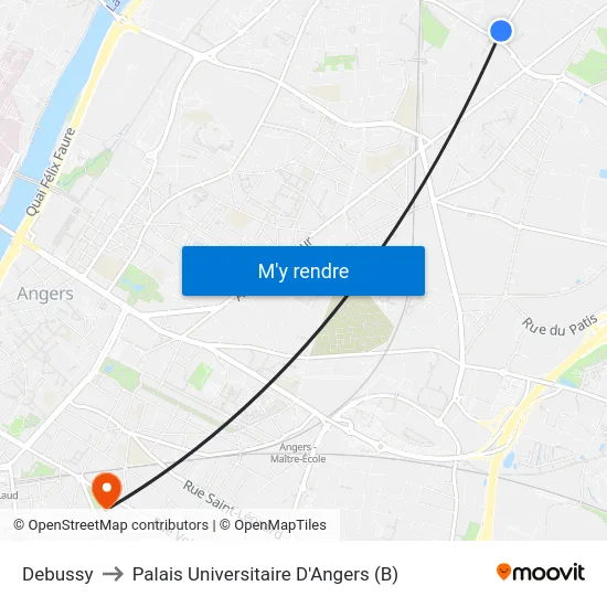 Debussy to Palais Universitaire D'Angers (B) map