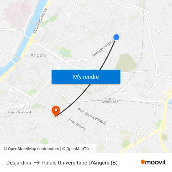 Desjardins to Palais Universitaire D'Angers (B) map
