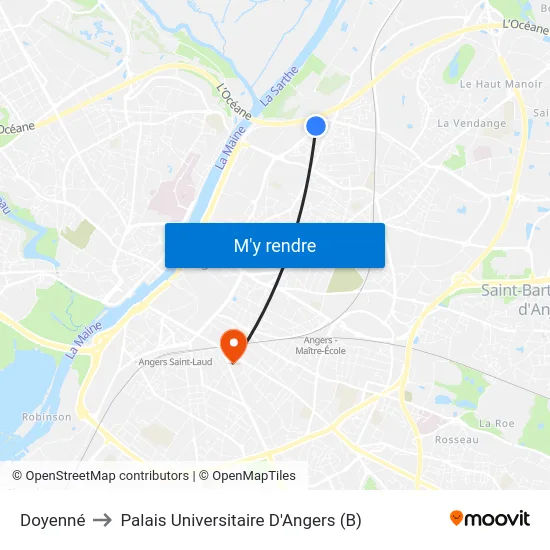 Doyenné to Palais Universitaire D'Angers (B) map