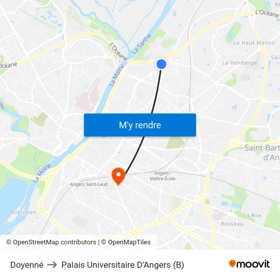 Doyenné to Palais Universitaire D'Angers (B) map