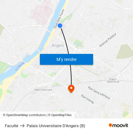 Faculté to Palais Universitaire D'Angers (B) map