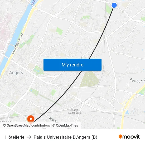 Hôtellerie to Palais Universitaire D'Angers (B) map