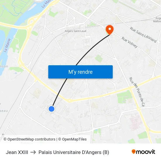 Jean XXIII to Palais Universitaire D'Angers (B) map