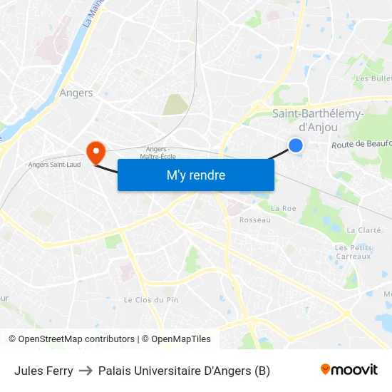 Jules Ferry to Palais Universitaire D'Angers (B) map
