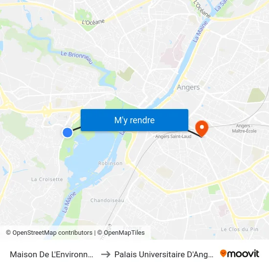 Maison De L'Environnement to Palais Universitaire D'Angers (B) map