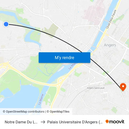 Notre Dame Du Lac to Palais Universitaire D'Angers (B) map