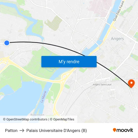 Patton to Palais Universitaire D'Angers (B) map