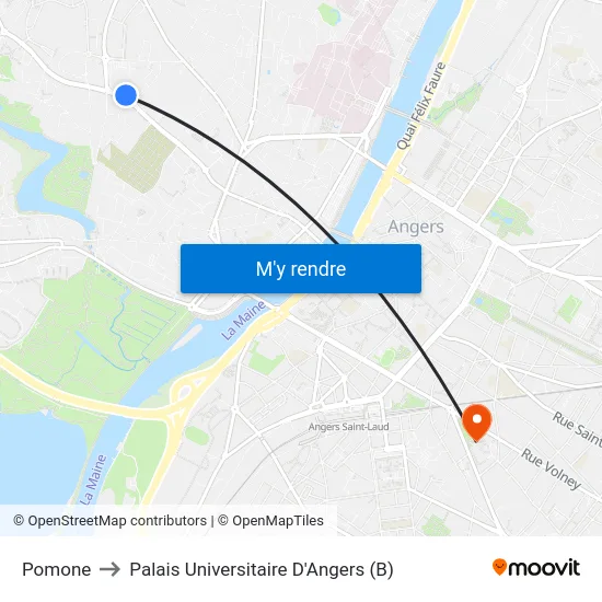 Pomone to Palais Universitaire D'Angers (B) map