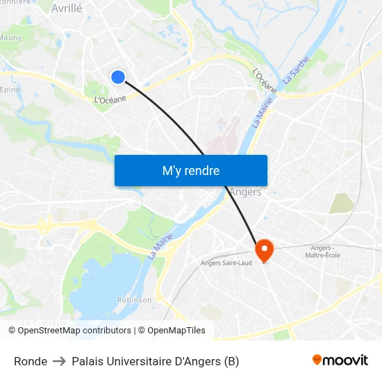 Ronde to Palais Universitaire D'Angers (B) map
