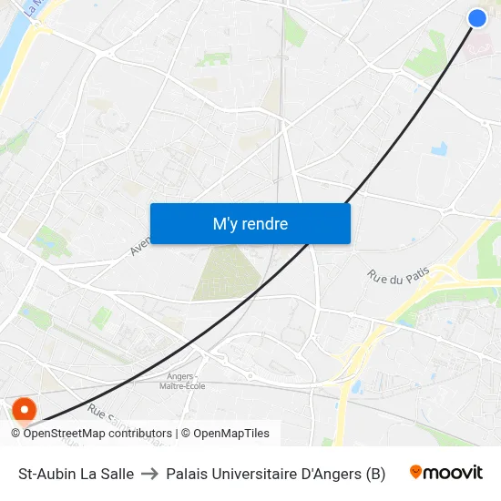 St-Aubin La Salle to Palais Universitaire D'Angers (B) map