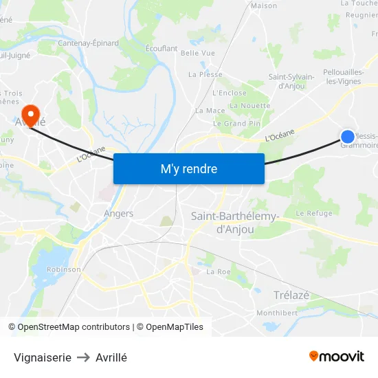 Vignaiserie to Avrillé map