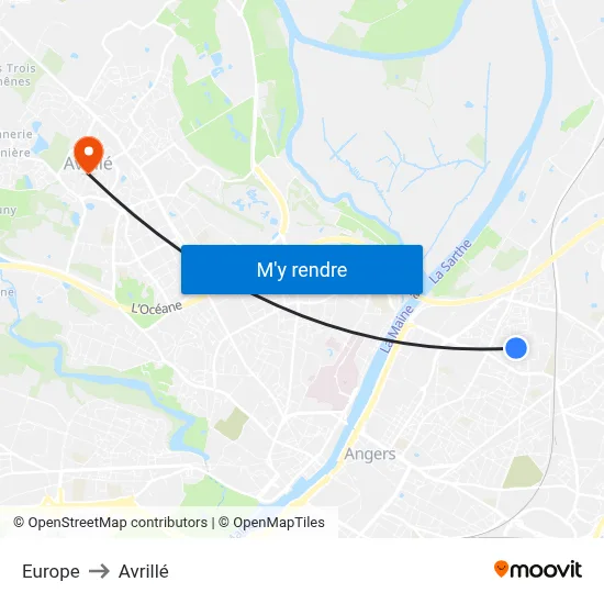 Europe to Avrillé map