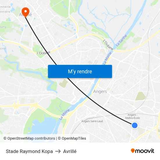 Stade Raymond Kopa to Avrillé map
