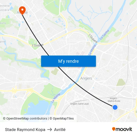 Stade Raymond Kopa to Avrillé map