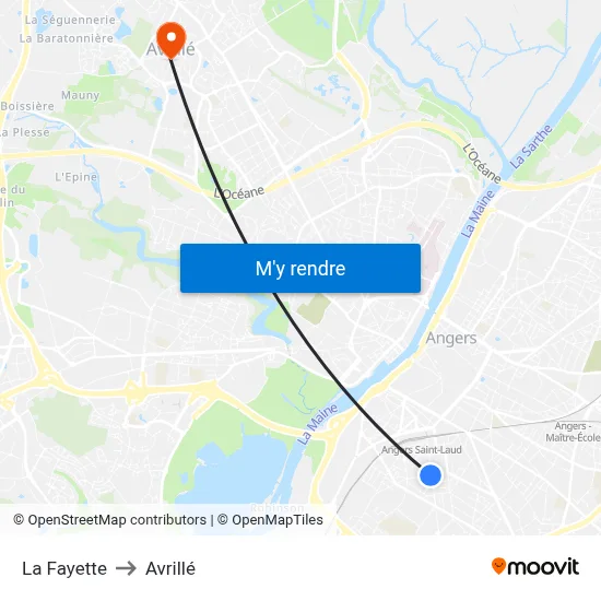 La Fayette to Avrillé map