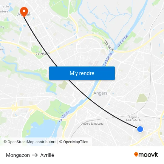 Mongazon to Avrillé map