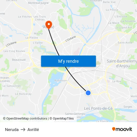 Neruda to Avrillé map