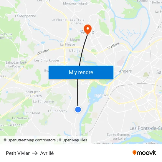 Petit Vivier to Avrillé map