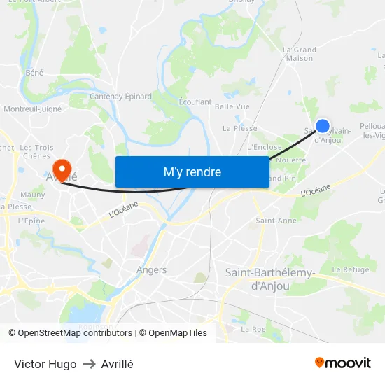 Victor Hugo to Avrillé map