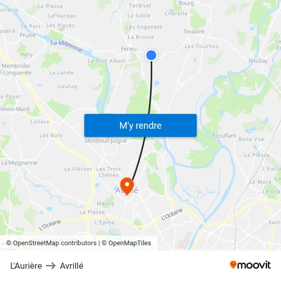 L'Aurière to Avrillé map