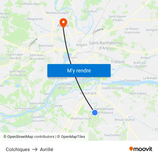 Colchiques to Avrillé map
